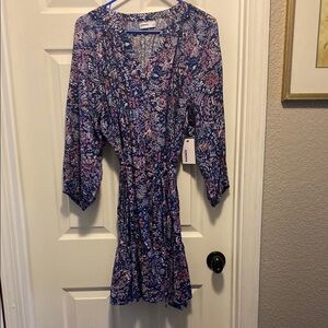 Sonoma Blue and Pink Floral Mini Dress